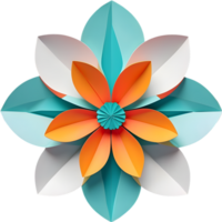 Geometric bloom. A vibrant flower constructed from overlapping geometric shapes. AI-Generated. png