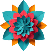 Geometric bloom. A vibrant flower constructed from overlapping geometric shapes. AI-Generated. png