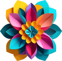 Geometric bloom. A vibrant flower constructed from overlapping geometric shapes. AI-Generated. png