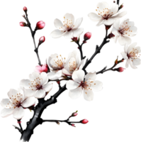 Cerise fleur branche avec nombreuses doux, détaillé fleurs. ai-généré. png