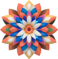 Geometric bloom. A vibrant flower constructed from overlapping geometric shapes. AI-Generated. png