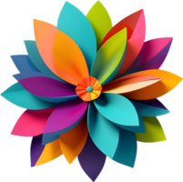 Geometric bloom. A vibrant flower constructed from overlapping geometric shapes. AI-Generated. png