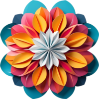 Geometric bloom. A vibrant flower constructed from overlapping geometric shapes. AI-Generated. png