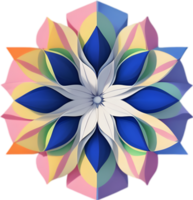 Geometric bloom. A vibrant flower constructed from overlapping geometric shapes. AI-Generated. png