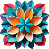 Geometric bloom. A vibrant flower constructed from overlapping geometric shapes. AI-Generated. png