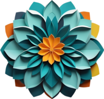Geometric bloom. A vibrant flower constructed from overlapping geometric shapes. AI-Generated. png