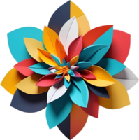 Geometric bloom. A vibrant flower constructed from overlapping geometric shapes. AI-Generated. png