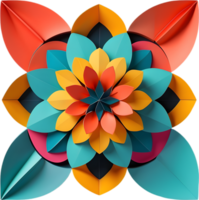 Geometric bloom. A vibrant flower constructed from overlapping geometric shapes. AI-Generated. png