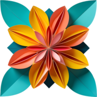 Geometric bloom. A vibrant flower constructed from overlapping geometric shapes. AI-Generated. png