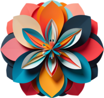 Geometric bloom. A vibrant flower constructed from overlapping geometric shapes. AI-Generated. png