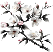 ciliegia fiorire ramo con parecchi morbido, dettagliato fiori. ai-generato. png