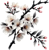 Cerise fleur branche avec nombreuses doux, détaillé fleurs. ai-généré. png