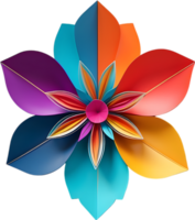 Geometric bloom. A vibrant flower constructed from overlapping geometric shapes. AI-Generated. png