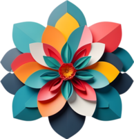 Geometric bloom. A vibrant flower constructed from overlapping geometric shapes. AI-Generated. png