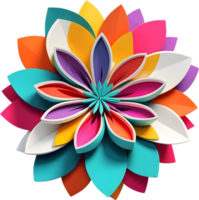 Geometric bloom. A vibrant flower constructed from overlapping geometric shapes. AI-Generated. png