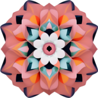 geométrico floración. un vibrante flor construido desde superposición geométrico formas ai-generado. png