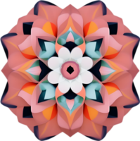 Geometric bloom. A vibrant flower constructed from overlapping geometric shapes. AI-Generated. png