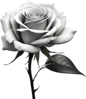 Black and white rose in full bloom. AI-Generated. png