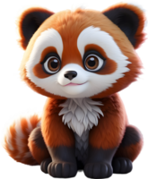 Adorable red panda cub sitting on its haunches. Ai-generated. png