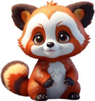 Adorable red panda cub sitting on its haunches. Ai-generated. png