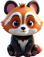 Adorable red panda cub sitting on its haunches. Ai-generated. png