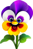 Smiling pansy with brightly contrasting petals. Ai-generated. png