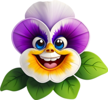 Smiling pansy with brightly contrasting petals. Ai-generated. png