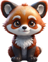 Adorable red panda cub sitting on its haunches. Ai-generated. png