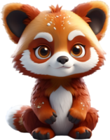 Adorable red panda cub sitting on its haunches. Ai-generated. png