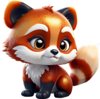 Adorable red panda cub sitting on its haunches. Ai-generated. png