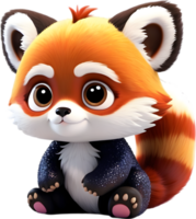 Adorable red panda cub sitting on its haunches. Ai-generated. png