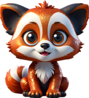 Adorable red panda cub sitting on its haunches. Ai-generated. png