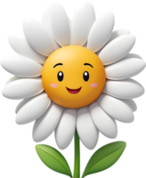 Adorable cartoon daisy in full bloom. Ai-generated. png