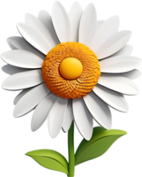 Adorable cartoon daisy in full bloom. Ai-generated. png