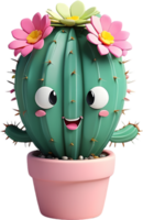 un floreciente cactus con un sorprendido expresión. ai-generado. png