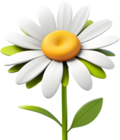 Adorable cartoon daisy in full bloom. Ai-generated. png