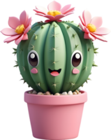 A blooming cactus with a surprised expression. Ai-generated. png