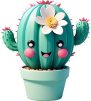 A blooming cactus with a surprised expression. Ai-generated. png