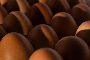 Egg background. Brown eggs in a tray. Protein food. Eco organic. Minimalism concept. photo