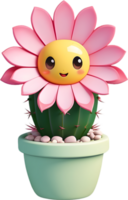 A blooming cactus with a surprised expression. Ai-generated. png