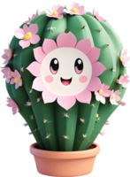 A blooming cactus with a surprised expression. Ai-generated. png