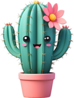 A blooming cactus with a surprised expression. Ai-generated. png