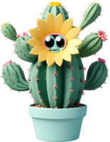 un' fioritura cactus con un' sorpreso espressione. ai-generato. png