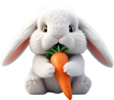 une duveteux blanc lapin avec souple oreilles. ai-généré. png