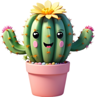 A blooming cactus with a surprised expression. Ai-generated. png