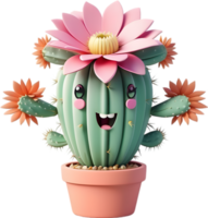 A blooming cactus with a surprised expression. Ai-generated. png