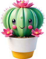 A blooming cactus with a surprised expression. Ai-generated. png