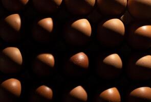 Egg background. Brown eggs in a tray. Protein food. Eco organic. Minimalism concept. photo