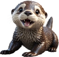 een speels Otter pup . ai-gegenereerd. png