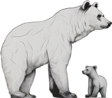 uma desenhando do uma feroz Urso com dela filhote. gerado por ai. png